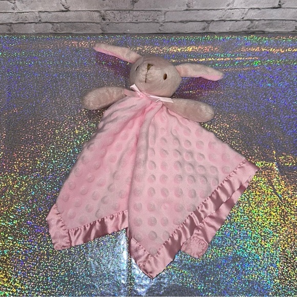 Lovie Security Blanket Pink Dog Minky Dot Lovey 16 in. Satin Back Trim Baby Toy - Picture 10 of 12